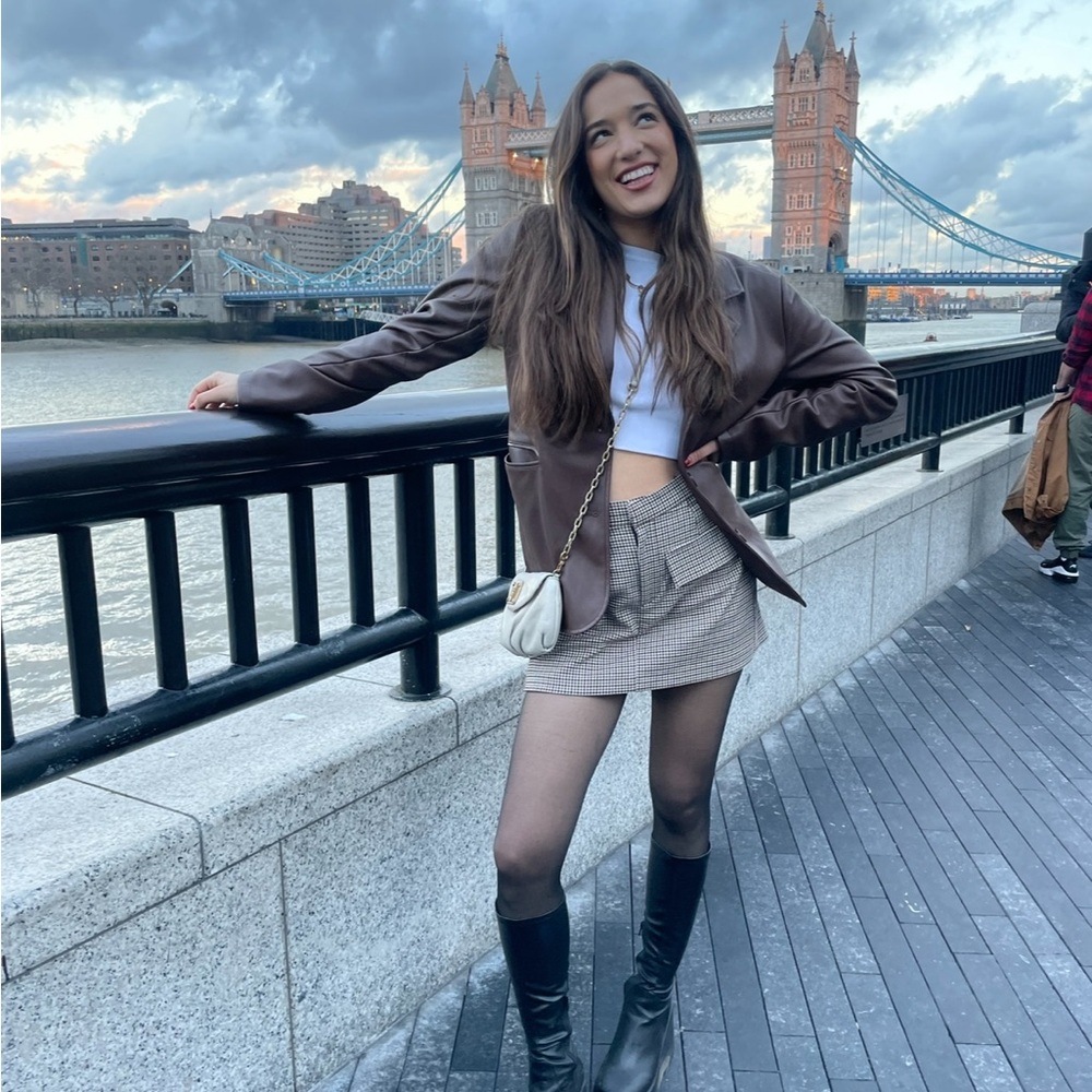 Chic Brown Leather Blazer